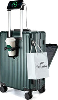 feilario 20in Aluminium Frame PC Hard Shell Spinner Wheels Luggage, Built-In by feilario