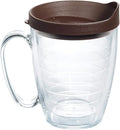 Tervis Clear & Colorful Lidded Made in USA Double Walled Insulated Tumbler Travel Cup Keeps Drinks Cold & Hot, 16oz Mug, Brown Lid by TervisTumblerCompany