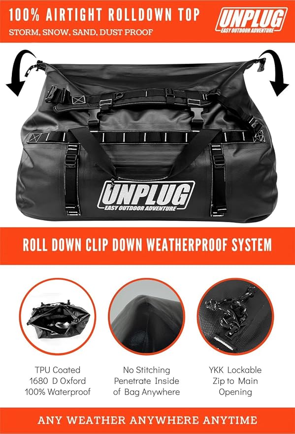 UNPLUG Ultimate Adventure Bag -1680D Heavy Duty Waterproof Travel Duffel Bags - Image 3