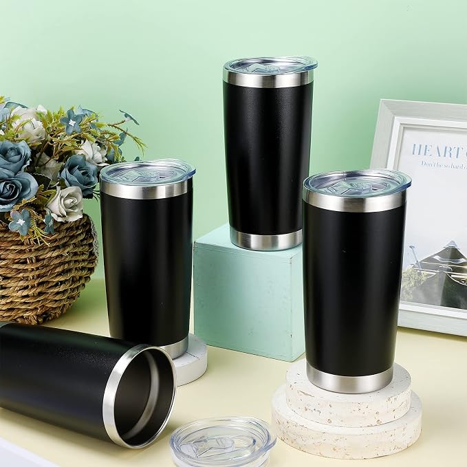 Sieral 36 Pack Stainless Steel Tumblers Bulk with Lids Double Wall Vacuum Insulated Coffee Cups Blank leakproof Powder Coated Tumblers for Engraving Wedding Graduation Party Favors(16 oz,Black) - Image 4