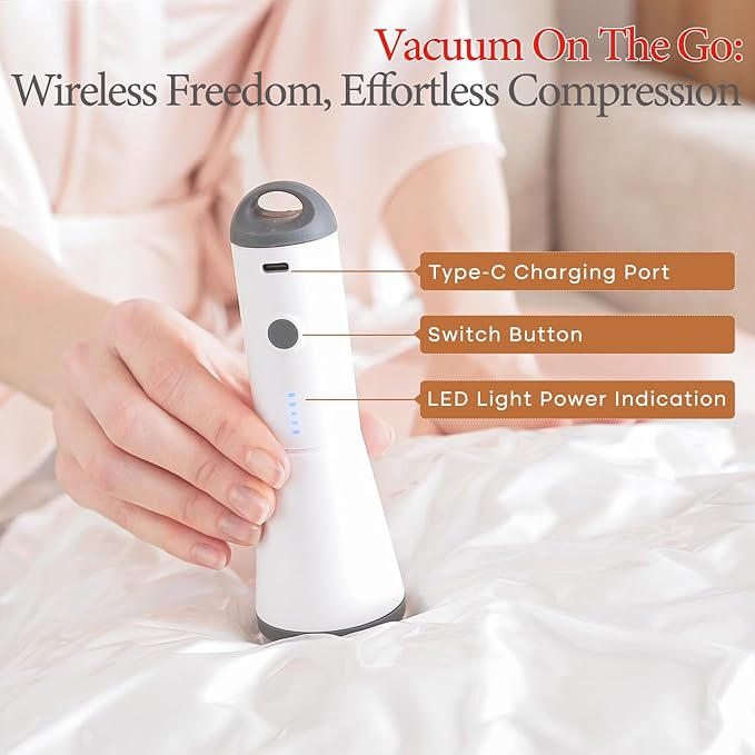 Travel Vacuum Bags with Wireless Charging Air Pump, 12 Pack Vacuum Storage Seal - Image 3