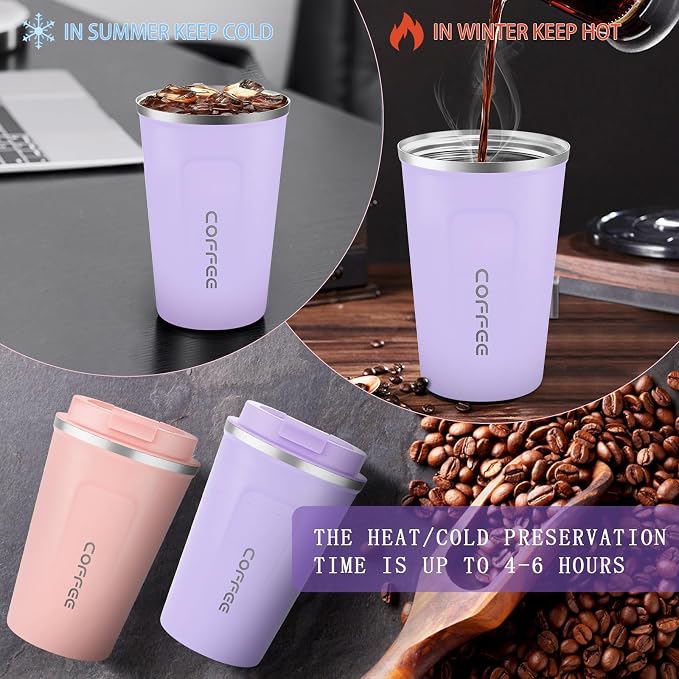 CS COSDDI 12 oz Stainless Steel Vacuum Insulated Tumbler - Coffee Travel Mug Spill Proof with Lid - Coffee Cups for Keep Hot/Ice Coffee,Tea and Beer - Image 4
