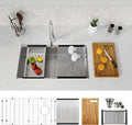 32 Inch Workstation Kitchen Sink, TECASA Undermount Deep Single Bowl, Stainless by TECASA