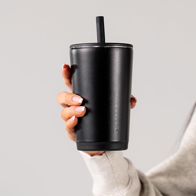 HydroJug Everyday Tumbler 14 oz – Ceramic-Lined Insulated Tumbler with Straw and Soft-Touch Lid, Cup Holder Friendly, Double-Wall Vacuum Insulation, Reusable Travel Cup – Black - Image 5