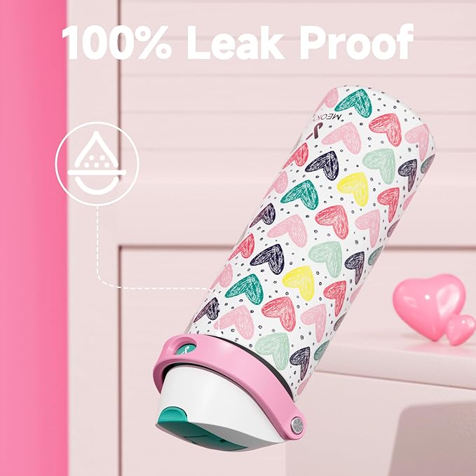 24 oz Valentine's Day Water Bottle: Meoky Stainless Steel Water Bottle with Straw and Spout Lid - Leak Proof, Cold for 24 Hours, Fits in Car Cup Holder, Valentines Day Gifts for Him Men Husband, Heart - Image 5