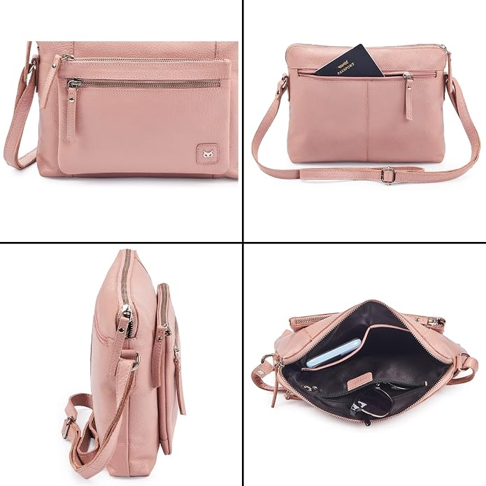 Wise Owl Accessories Small Soft Pebbled Real Leather Crossbody Handbags Purses - Image 6