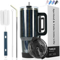 30 oz Shiny Tumbler with Handle,Tumbler with Lid and Straw,Double Wall Insulated Cup Stainless Steel Travel Mug(Cold for 34 Hours),Water Bottle for Iced Tea,Coffee,Cold Beverages(Black) by Watersy