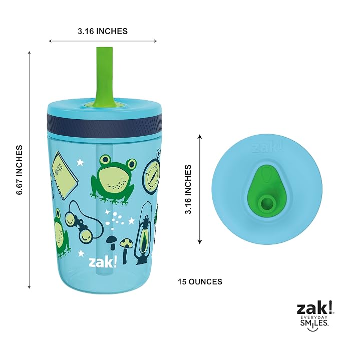 Zak Designs Kelso 15 oz Tumbler 2pc Set, (Campout) Leak-Proof Screw-On Lid with Straw Made of Durable Plastic and Silicone, Perfect Cup Bundle for Kids - Image 8