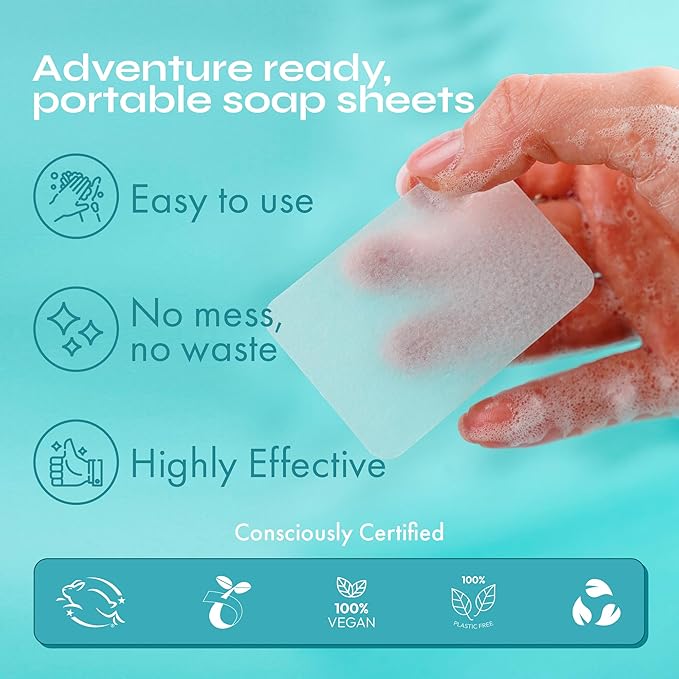 FOMIN - Paper Soap Sheets for Hand Washing - Orange Portable Travel Soap Sheets - Image 4