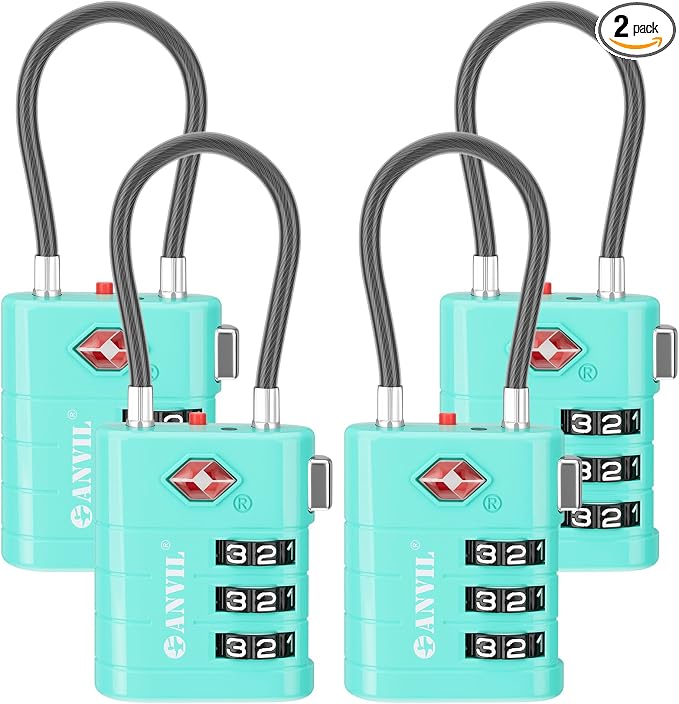 ANVIL TSA Approved Luggage Locks – High Security TSA008 Combination Travel Locks by ANVIL