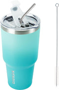 BJPKPK 30oz Stainless Steel Tumbler Color Block Insulated Tumblers Cup with Lid and Straw, Double Walled Travel Coffee Mug,Mint by BJPKPK