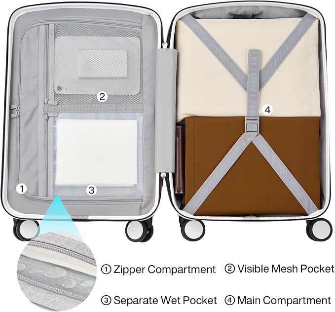 Hanke Hard Shell Luggage Sets 2 Pieces, Carry On and Checked Luggage Sets - Image 6