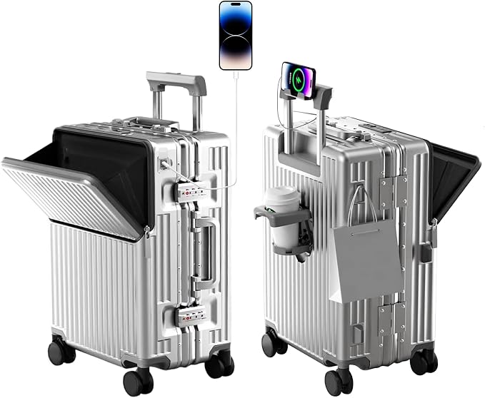 Hard Shell Luggage 20 Inch Travel Suitcase, ABS Aluminum Frame, Lightweight by cycyCarry
