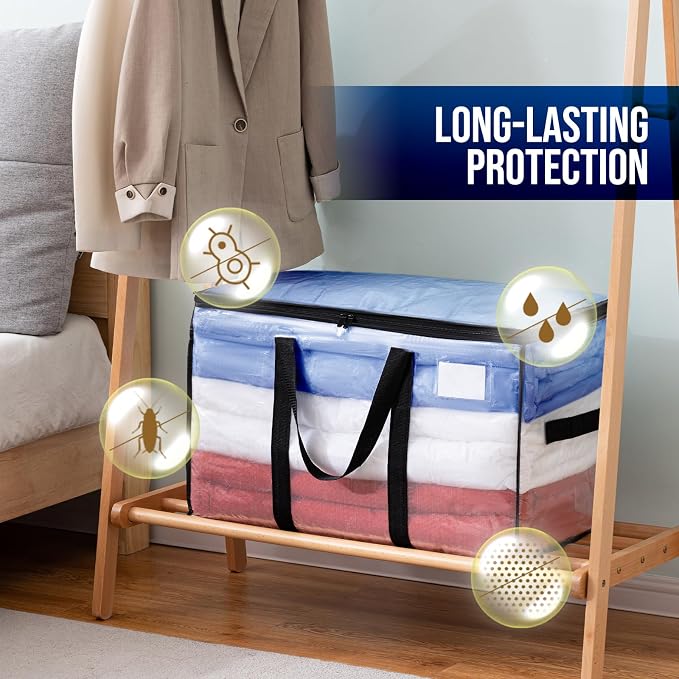 TAILI Extra Large Moving Bags, 2 Pack Clear Heavy Duty Totes - Image 8