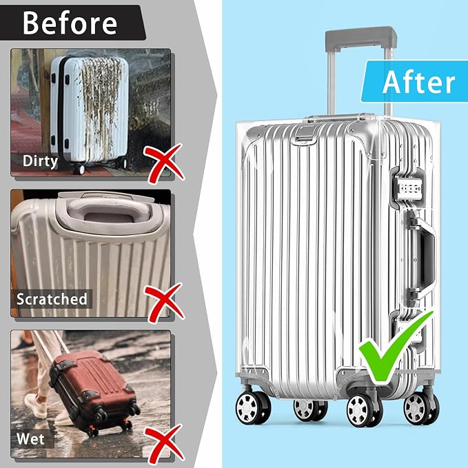 Yotako Clear PVC Suitcase Cover Tough Protector, 32 Inch Luggage Covers - Image 7