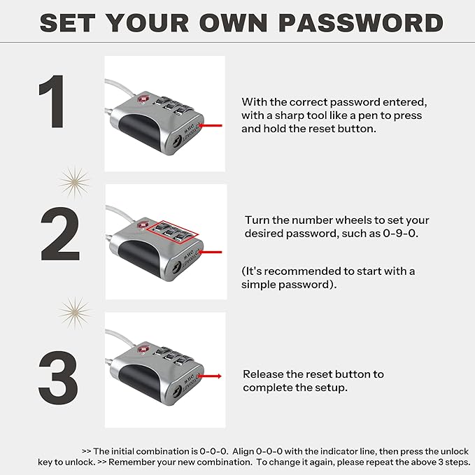 Travel Luggage Locks TSA Approved, Small Combination Padlock - Image 5