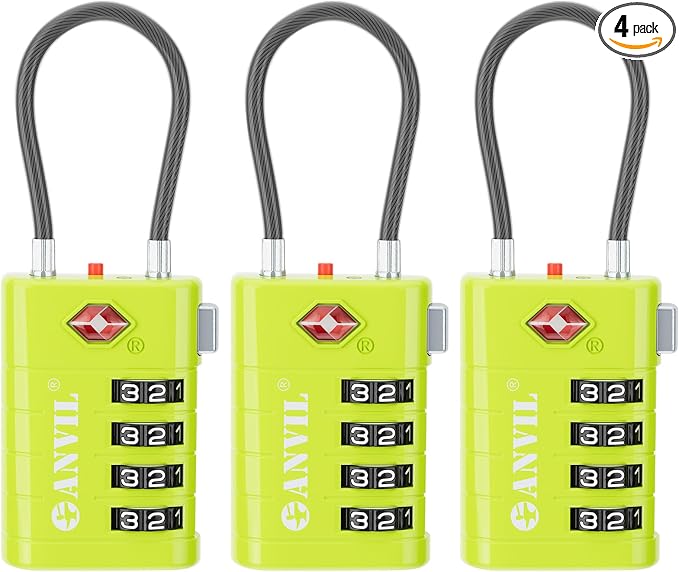 ANVIL 4 Digit Luggage Locks, TSA Locks by ANVIL