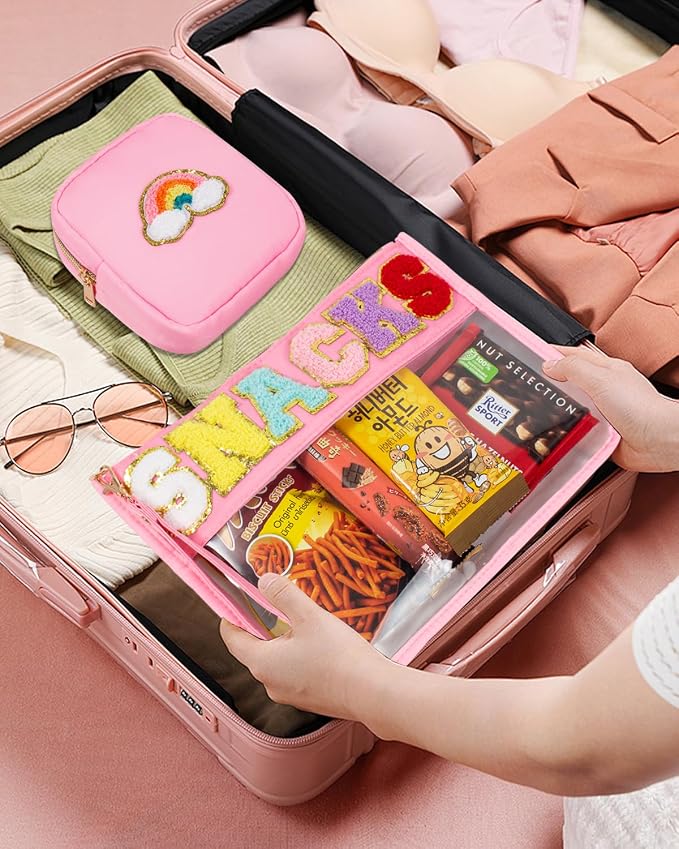 2 Pcs Snack Pouch Chenille Letter Clear Zipper Snack Bag, Nylon Snack Pouch - Image 7