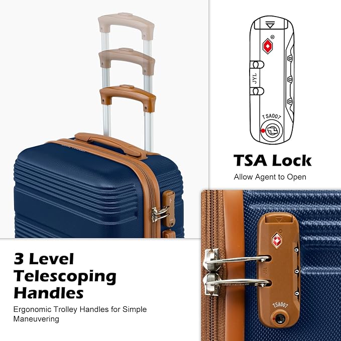 LONG VACATION 3 Piece Carry On Luggage 20 Inch Suitcase - Image 2
