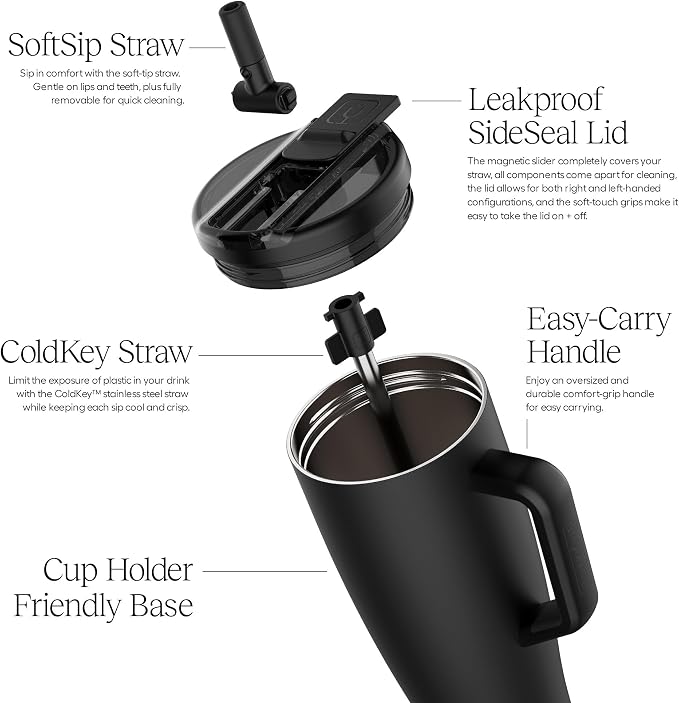 BrüMate Era Flip 30oz Tumbler with 100% Leakproof Covered Straw Lid | Hygienic Covered Straw | Insulated Stainless Steel Water Bottle with Handle | Cup Holder Friendly | BPA-Free (Guava) - Image 3