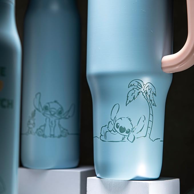 Zak Designs Disney Sutton Travel Tumbler for On the Go or At Home, 40oz Stainless Steel with Vacuum Insulation, Silicone Straw, Carry Handle, and 3D Artwork for Cold Drinks (Stitch) - Image 9