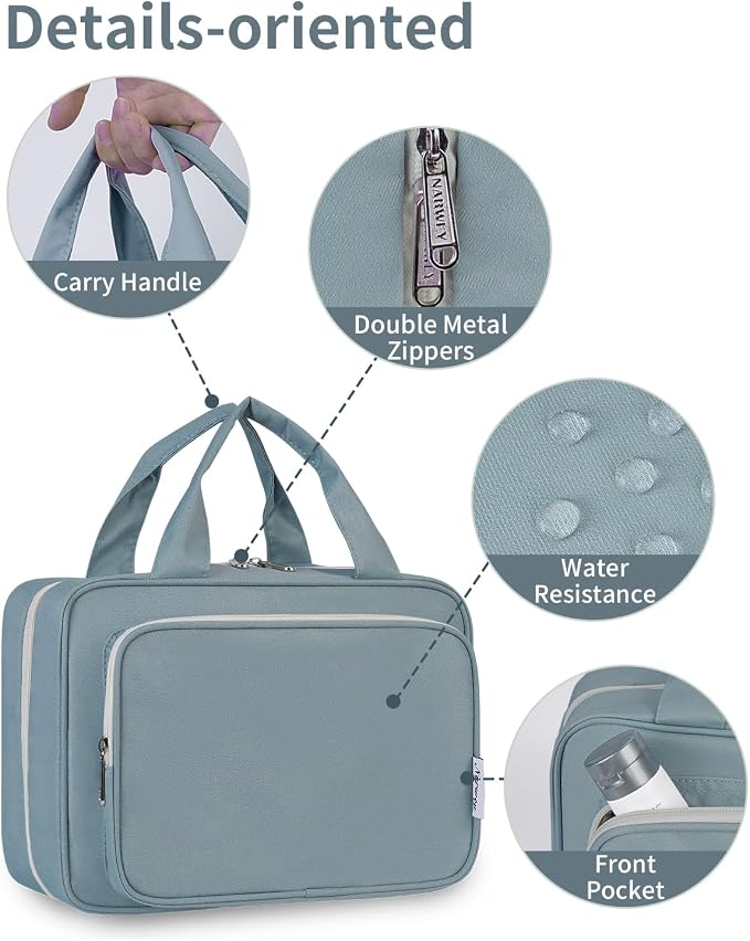 Narwey Hanging Toiletry Bag for Women Travel Makeup Bag Organizer Toiletries - Image 7