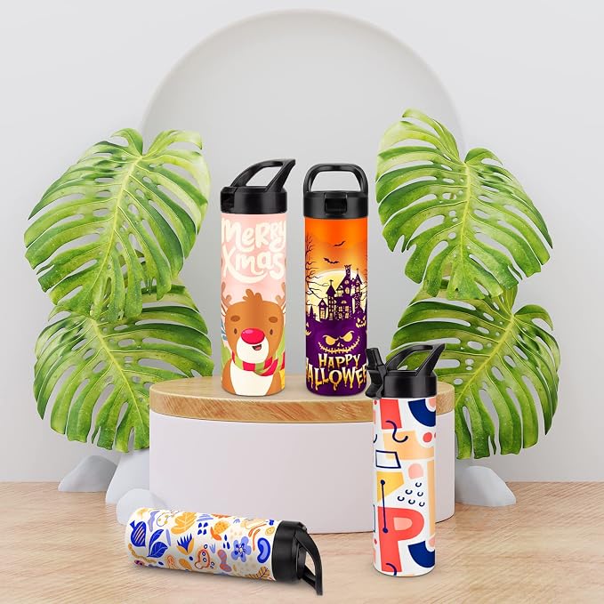 8 Pack 20oz Sublimation Tumbler Set Triple-Insulated Stainless Steel Sports Water Bottle with Straw Lid Blank Sublimation Cup with DIY Stickers, Shrink Wrap, Rubber Base, Heat Tape for Heat Transfer - Image 6
