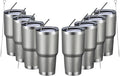 MEWAY 30oz Insulated Tumbler With Lids and Straws,Stainless Steel Double Vacuum Coffee Tumbler Cup, Brush, Durable Powder Coated Coffee Cup for Cold & Hot Drinks(Cold Grey,8 PACK) by MEWAY