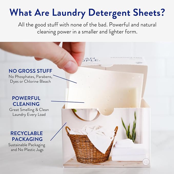 Clean People Laundry Detergent Sheets- Recyclable Packaging, Hypoallergenic - Image 2