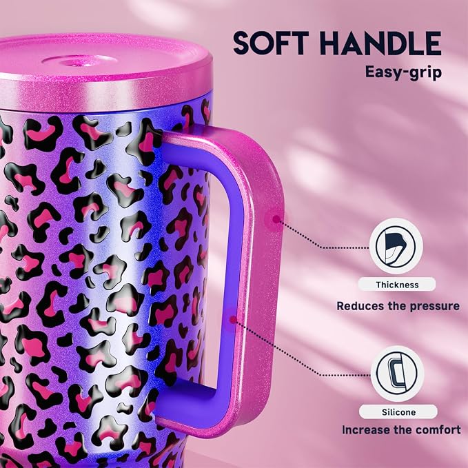 Meoky 30 oz Tumbler with Handle, Tumbler with Lid and Straw, Insulated Stainless Steel Travel Mug, 100% Leak-proof, Cupholder Friendly, Keeps Cold for 24 Hours or Hot for 8 Hours (Celebration) - Image 7
