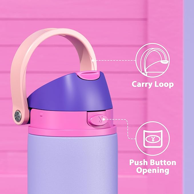 24 oz Insulated Water Bottle for Women: Meoky Stainless Steel Metal Water Bottle with 2-in-1 Straw and Spout Lid - Leak Proof, Cold for 24 Hours, Protective Silicone Base, BPA-Free for School, Orchid - Image 5