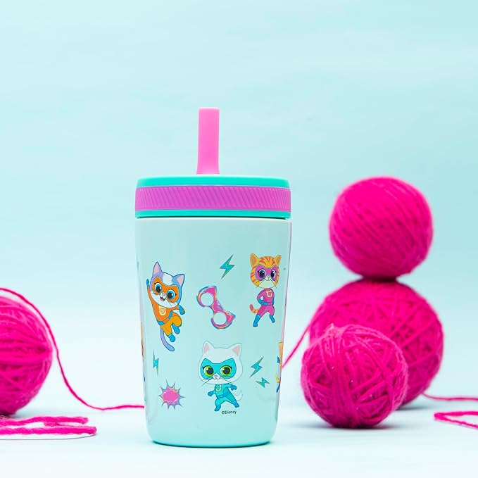 Zak Designs SuperKitties Kelso Toddler Cups For Travel or At Home, 12oz Vacuum Insulated Stainless Steel Sippy Cup With Leak-Proof Design is Perfect For Kids (Ginny, Sparks, Buddy, Bitsy) - Image 4
