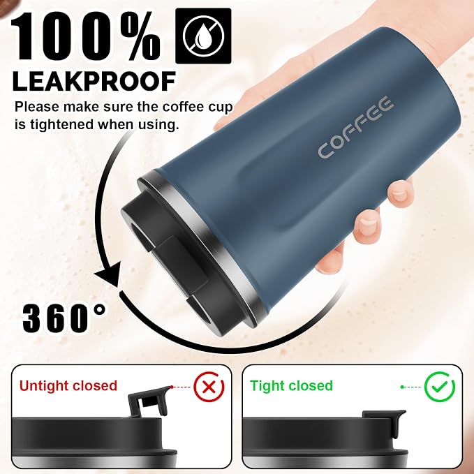 MOMSIV 17oz Travel Mug, Insulated Coffee Cup with Leakproof Lid, Vacuum Stainless Steel Double Walled Reusable Tumbler for Hot and Cold Water Coffee and Tea In Travel and Car - Image 4