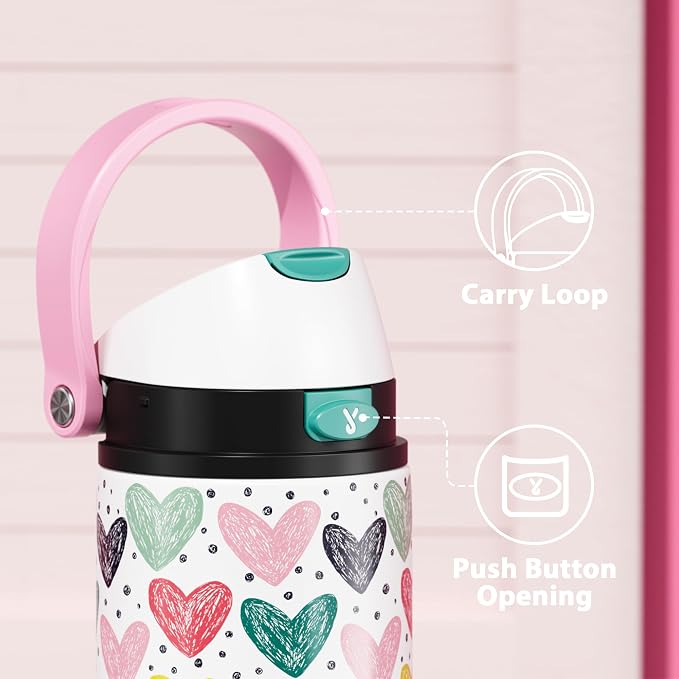 24 oz Valentine's Day Water Bottle: Meoky Stainless Steel Water Bottle with Straw and Spout Lid - Leak Proof, Cold for 24 Hours, Fits in Car Cup Holder, Valentines Day Gifts for Him Men Husband, Heart - Image 4