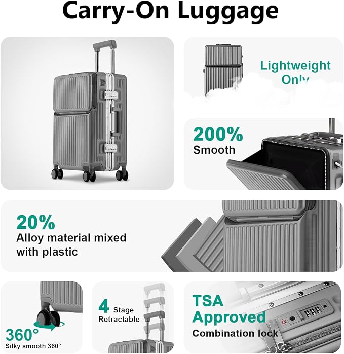 Hard Shell Luggage 24 Inch Travel Luggage, Carry-On Luggage Spinner TSA - Image 4