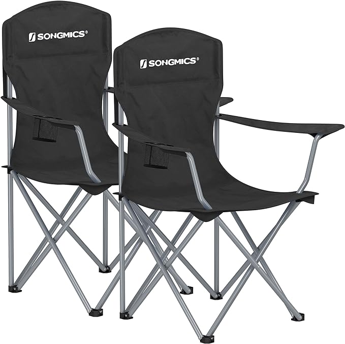 SONGMICS 2 Pack Folding Camping Chairs, Load 330 lb, Cup Holder and High by SONGMICSbySONGMICSHOME