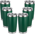 20oz Stainless Steel Tumbler Bulk with Lid, Travel Mug - Double Wall Vacuum Powder Coated Cup - Dark Green, 6 Pack by Unknown