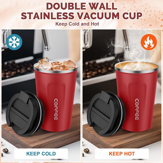 MOMSIV 12oz Travel Mug, Insulated Coffee Cup with Leakproof Lid, Vacuum Stainless Steel Double Walled Reusable Tumbler for Hot and Cold Water Coffee and Tea In Travel and Car - Image 3