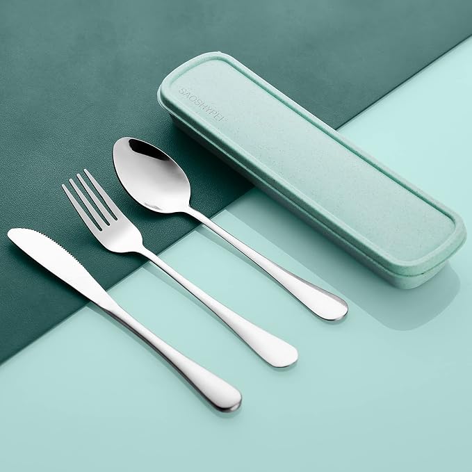 Portable Utensils Set with Case, Lunch Box Includ Fork Spoon Knife, Dishwasher - Image 2