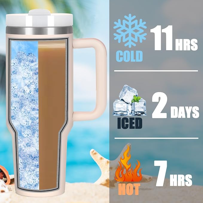 4 Pack 40 Oz Tumbler with Handle Bulk, Double Wall Vacuum Insulated Stainless Steel Tumbler with Lid and Straw, 40 oz cup with Silicone Spill Proof Stopper Set (Rose Quartz) - Image 5