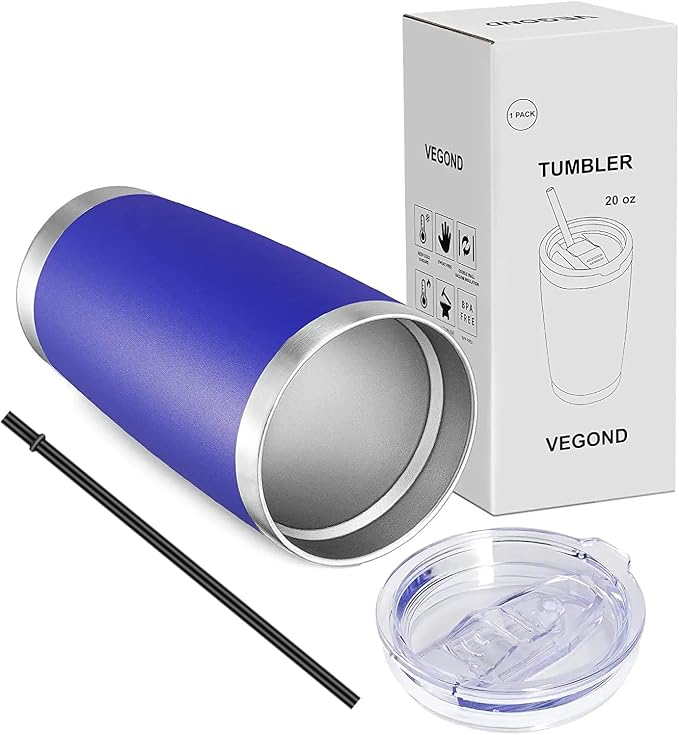 VEGOND 20oz Tumbler with Lid and Straw Stainless Steel Tumbler Cup Vacuum - Image 7