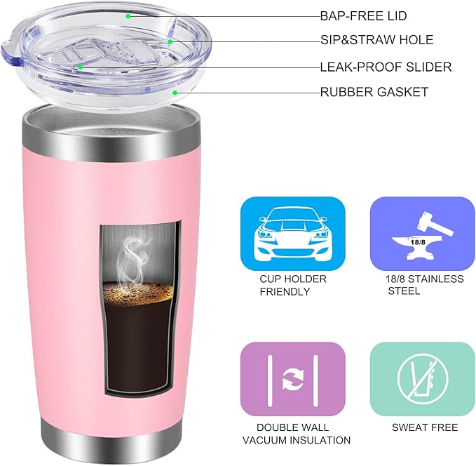 VEGOND 20oz Tumbler with Lid and Straw Stainless Steel Tumbler Cup Bulk Vacuum - Image 2