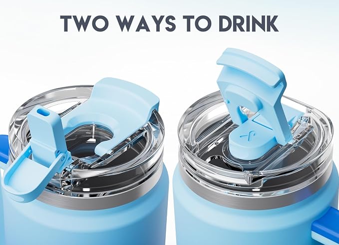 Meoky 32 oz Tumbler with Handle, Insulated Tumbler with Lid and Straw, Stainless Steel Travel Mug, Keeps Cold for 24 Hours, 100% Leak Proof, Fits in Car Cup Holder (Sky) - Image 6