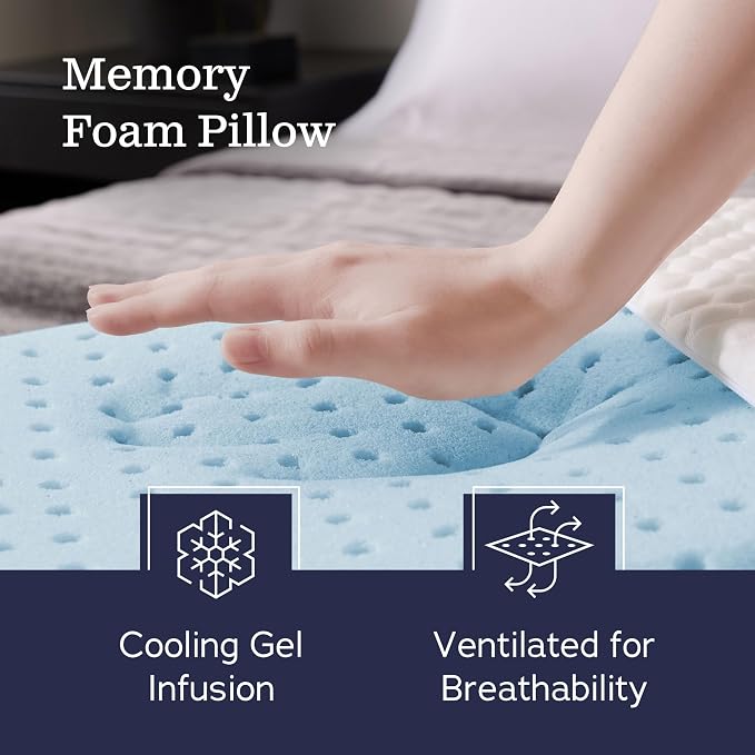 WEEKENDER Standard Gel Memory Foam Pillow Size-1-Pack-Medium Plush Feel-Neck - Image 2