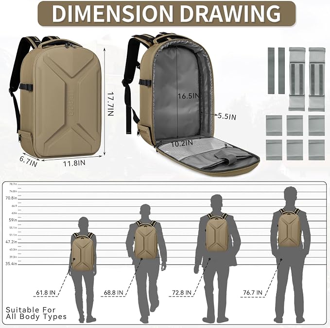 TORIBIO Camera Backpack, Hardshell DSLR Photography Camera Bag, Waterproof Hard - Image 4