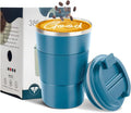 YINBAOGE Insulated Travel Coffee Mug, Spill & Leak Proof, Portable To Go Camping Stainless Steel Coffee Tumbler, Reusable Thermal Coffee Cup with Lid for Hot & Cold Drinks (Blue, 12 OZ) by YINBAOGE