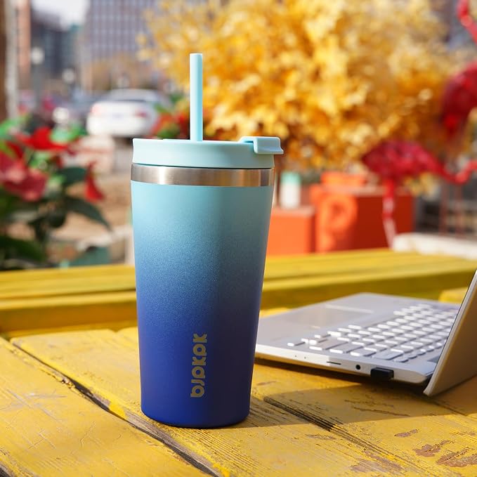 BJPKPK 22oz Insulated Tumbler With lid And Straw Stainless Steel Tumblers Travel Coffee Mug Reusable Thermal Cup,Black Leopard - Image 6