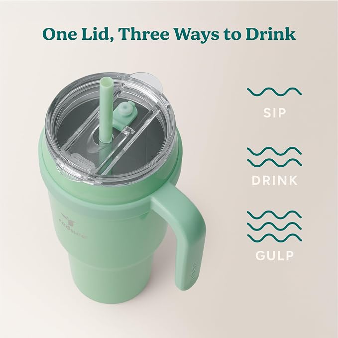 REDUCE 40 oz Stainless Steel Tumbler with Handle - Dual-Wall Vacuum Insulated Travel Mug, Sweat-Proof Lid & Reusable Straw - Keeps Drinks Cold for 24 Hrs, Fits Cupholders, Dishwasher Safe - Matcha - Image 5