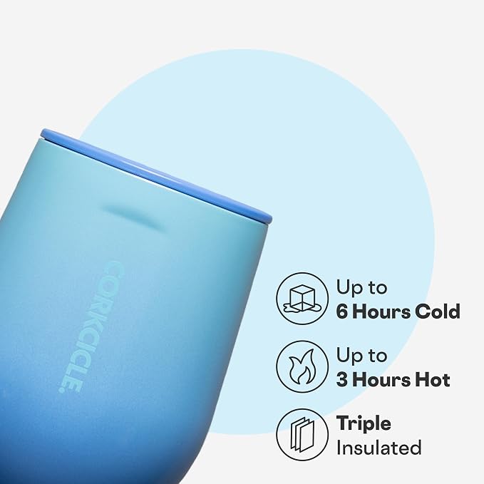 Corkcicle Classic Stemless Wine Tumbler - Keeps Drinks Cold for 6 Hours - Triple-Insulated Stainless Steel - Non-Slip Bottom - Summer Drinkware Gift - Keeps Drinks Ice Cold - 12 oz - Boom Box Blue - Image 3