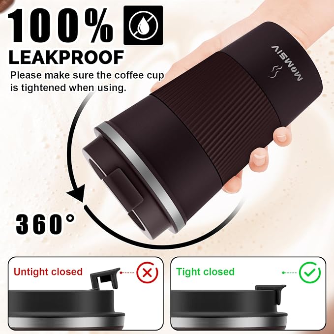 MOMSIV 17oz Travel Mug, Insulated Coffee Cup with Leakproof Lid, Vacuum Stainless Steel Double Walled Reusable Tumbler for Hot and Cold Water Coffee and Tea In Travel and Car - Image 4